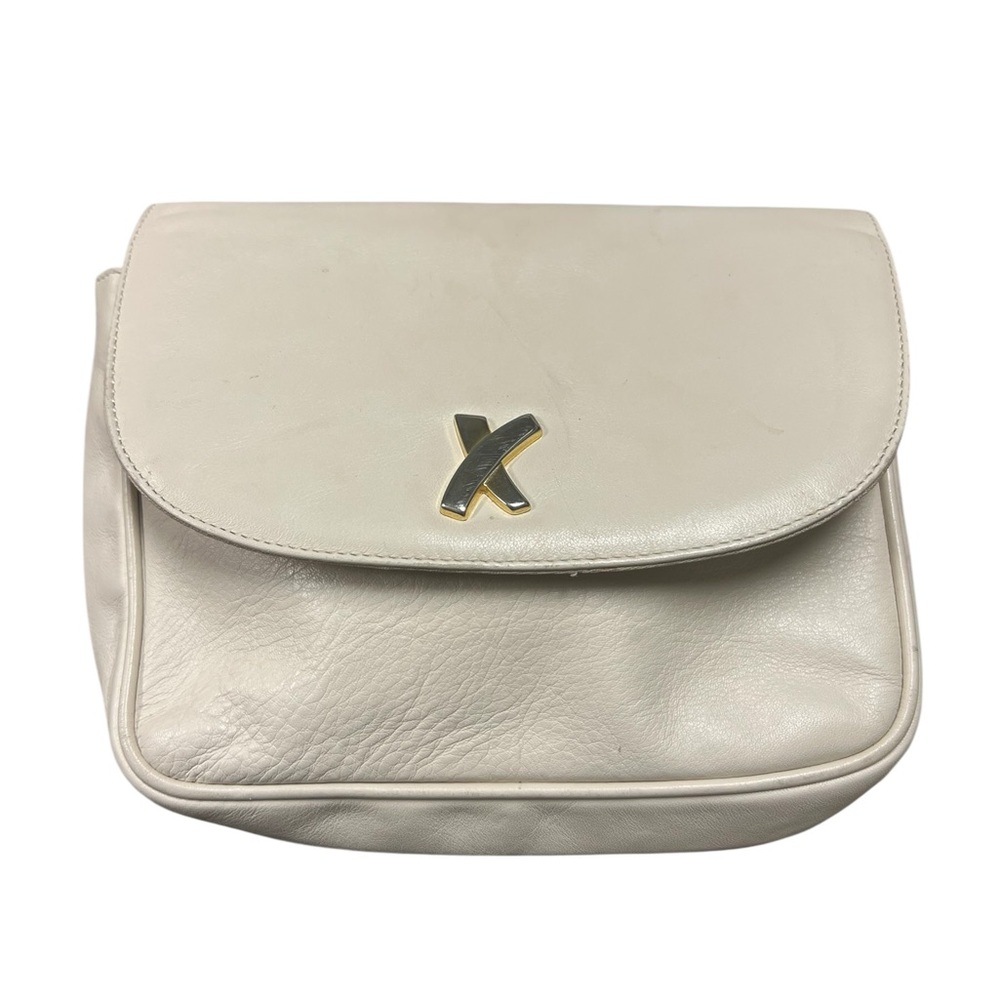 Paloma Picasso cream leather small clutch no strap vintage great condition
